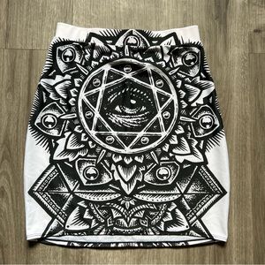 High waisted all seeing eye mini skirt.